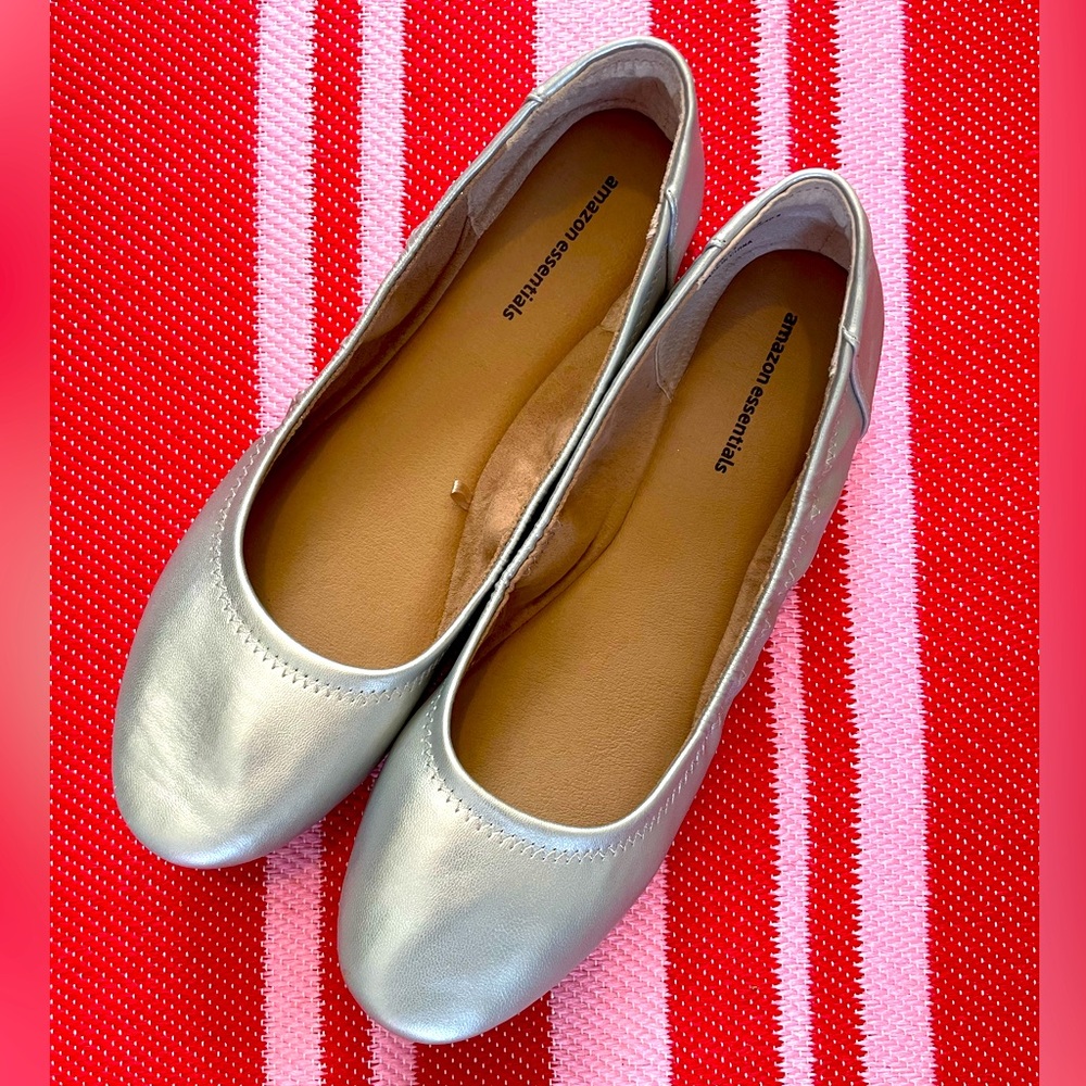 Silver Ballet Flats